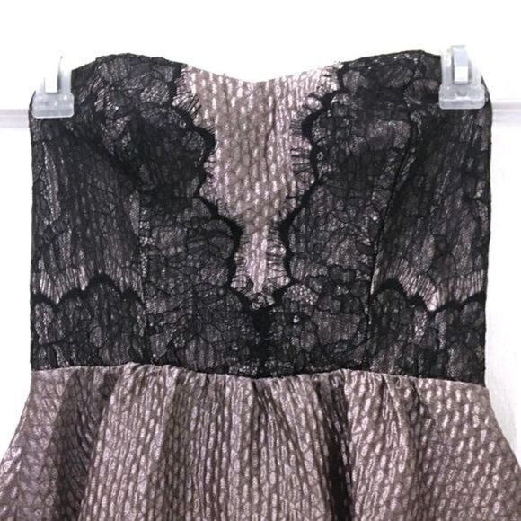 ASTR Metallic Taupe Strapless Skater Dress Lace Trim - Picture 6 of 8